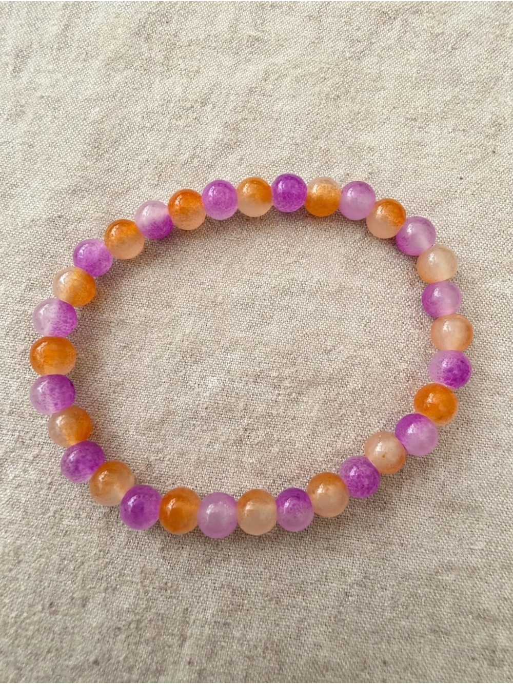 Handmade glass bead bracelet- Tiger Lily